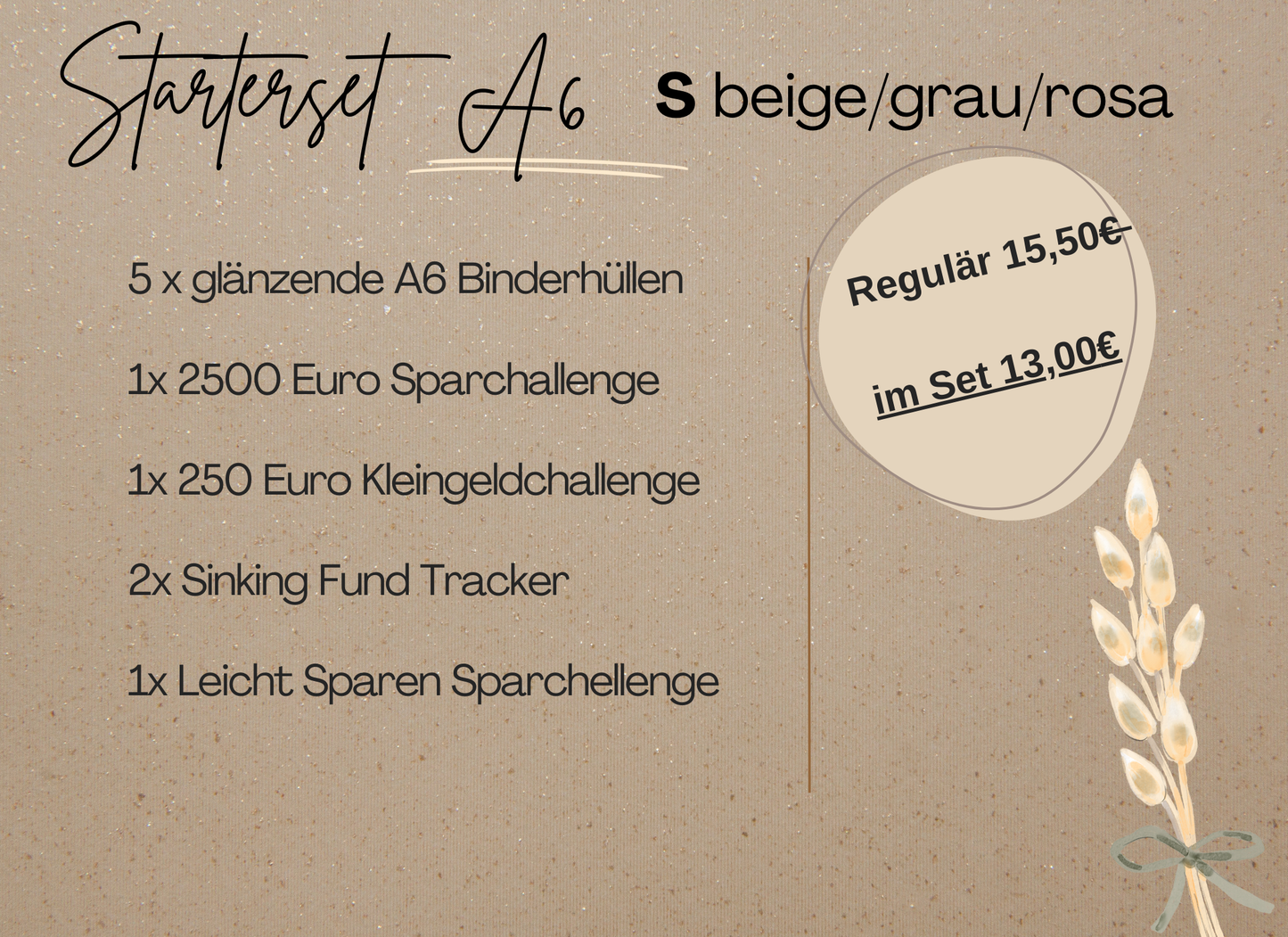 Starterset Umschlagmethode S A6 oder A5 rosa/grau/beige