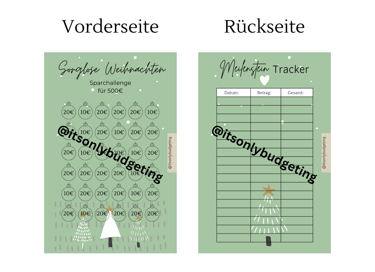 Sorglose Weihnachten Sparchallenge A5