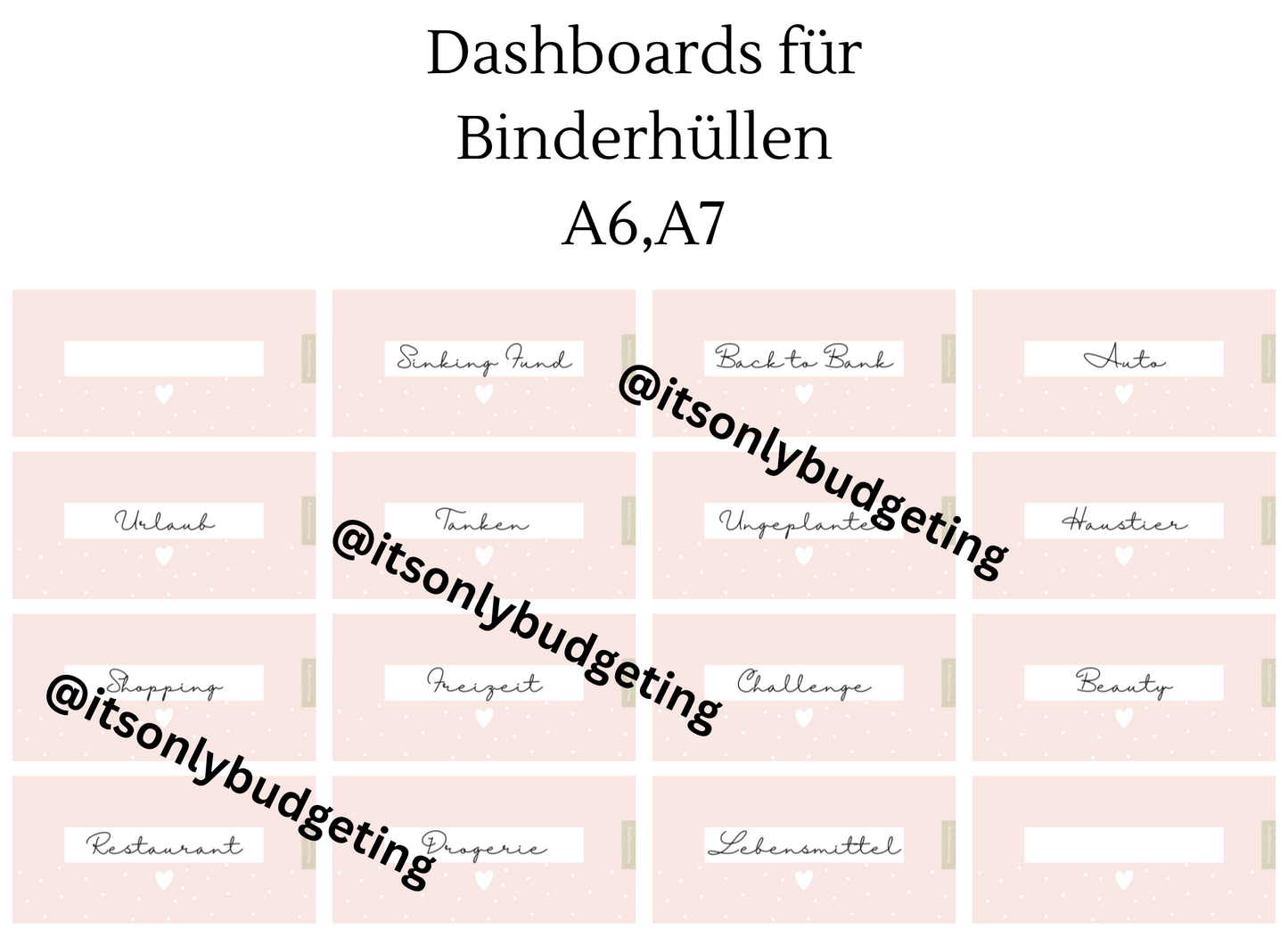 Dashboards für Binder Hüllen A6,A7
