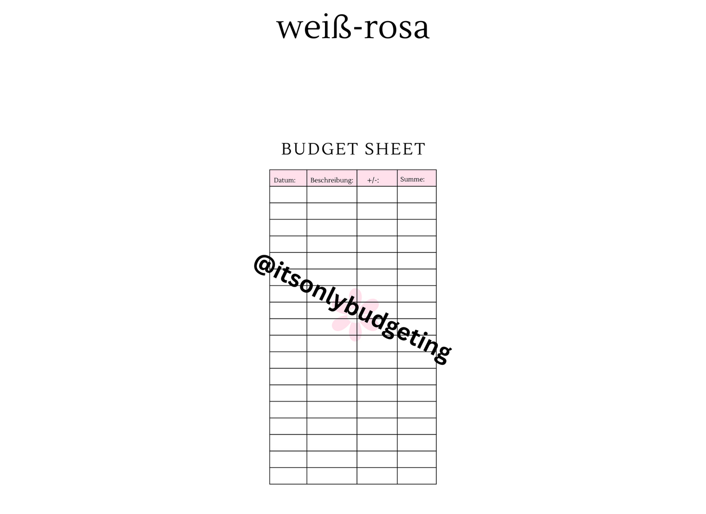 Budget sheets A5, A6 (doppelseitig gedruckt)