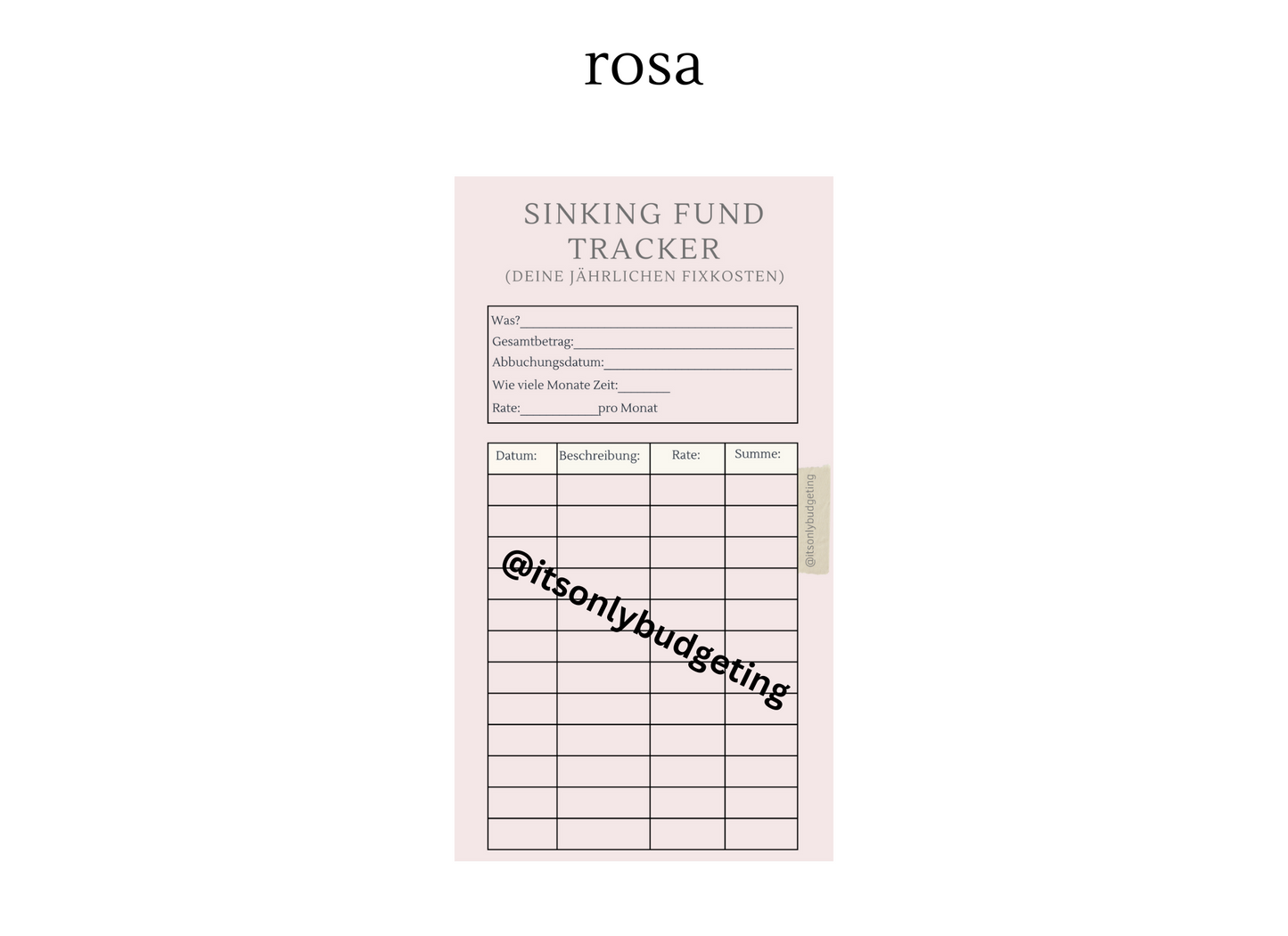 Sinking Fund Tracker A6