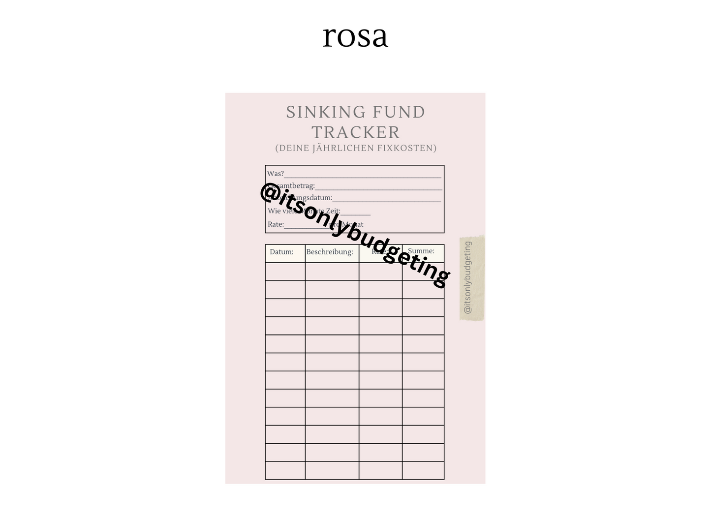Sinking Fund Tracker A5