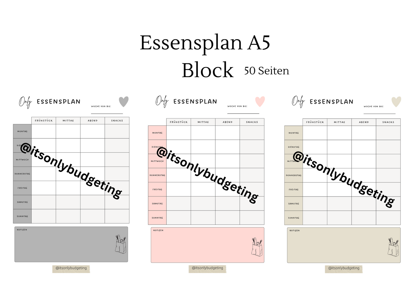 Essensplan A5 Block