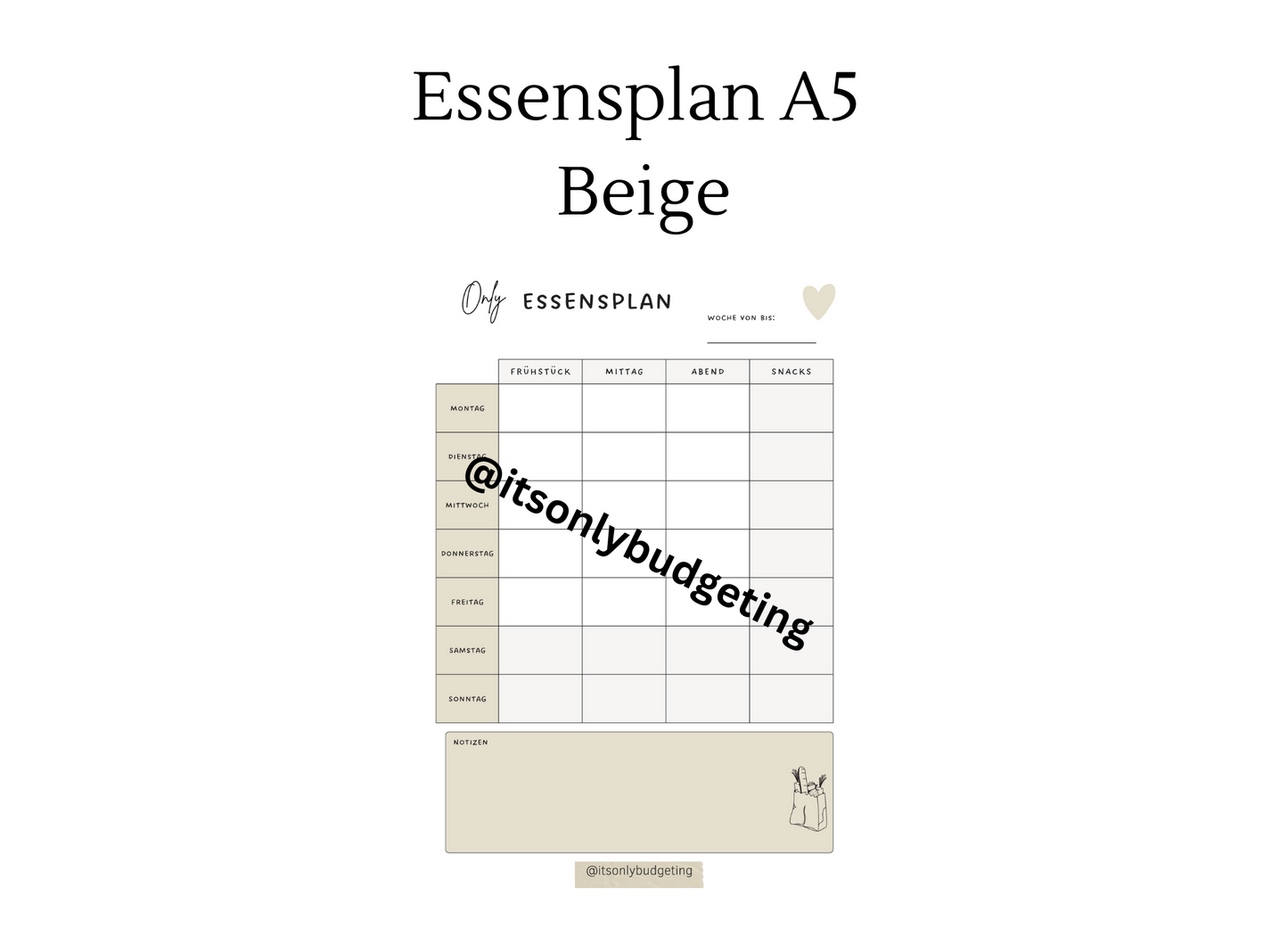 Essensplan A5 Block