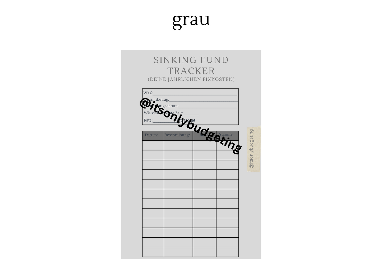 Sinking Fund Tracker A5
