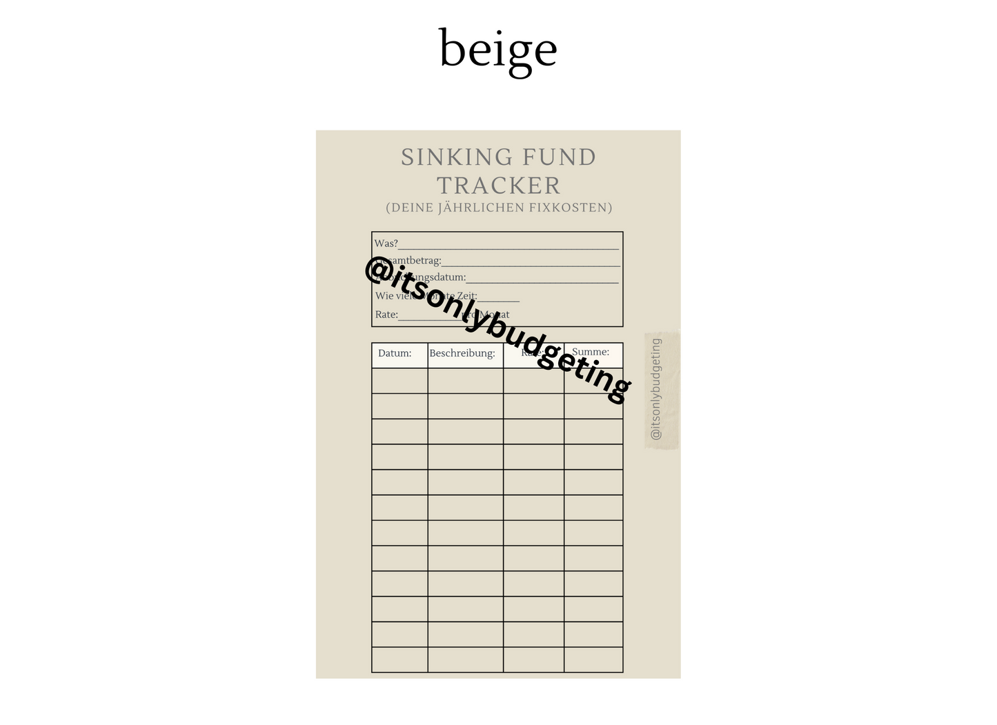 Sinking Fund Tracker A5
