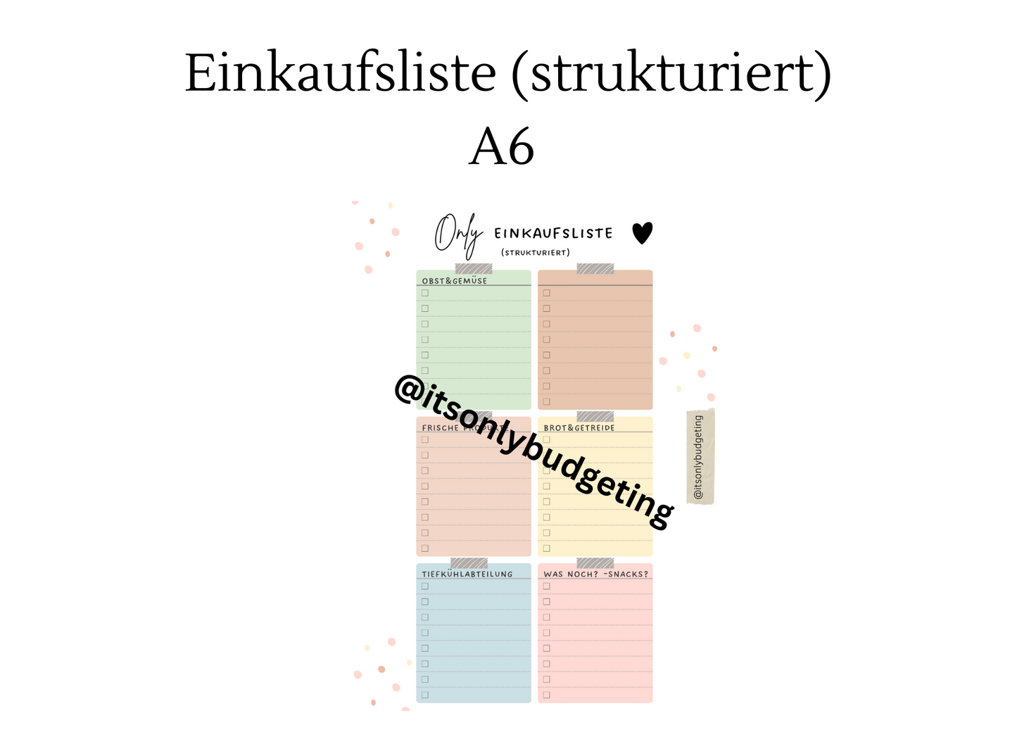 Einkaufslisten Block (strukturiert) A6