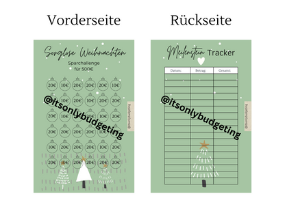 Sorglose Weihnachten Sparchallenge A5