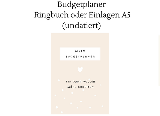 Budgetplaner Ringbuch oder Einlagen A5