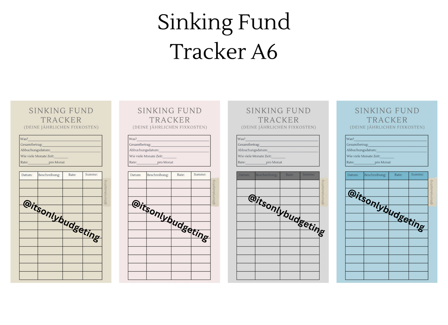 Sinking Fund Tracker A6