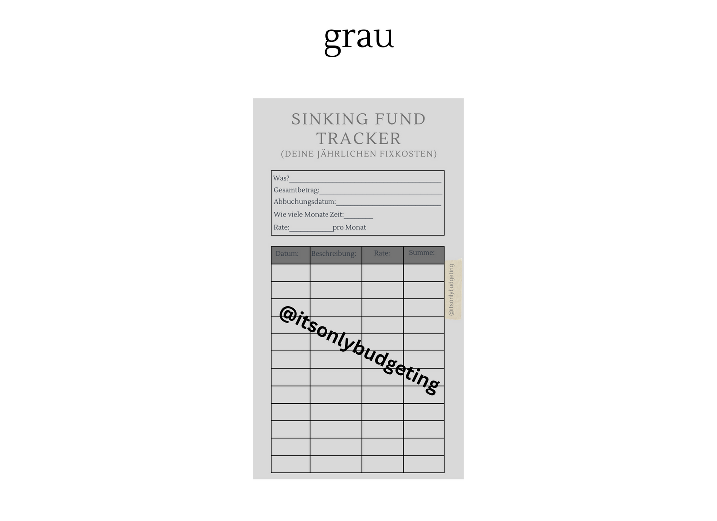 Sinking Fund Tracker A6