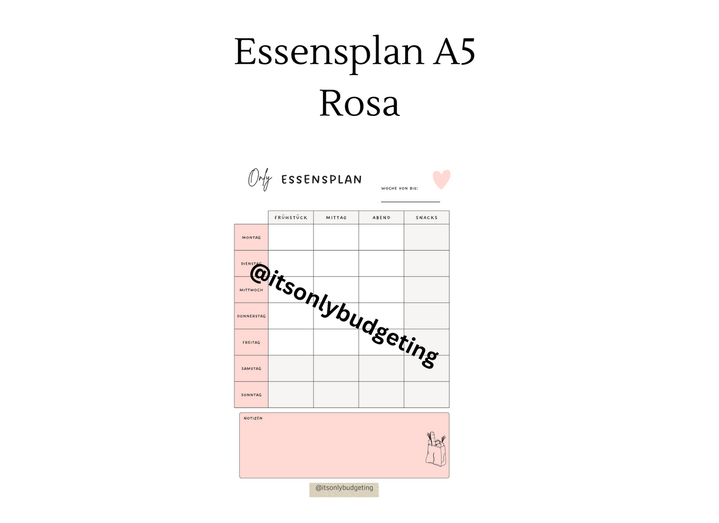 Essensplan A5 Block