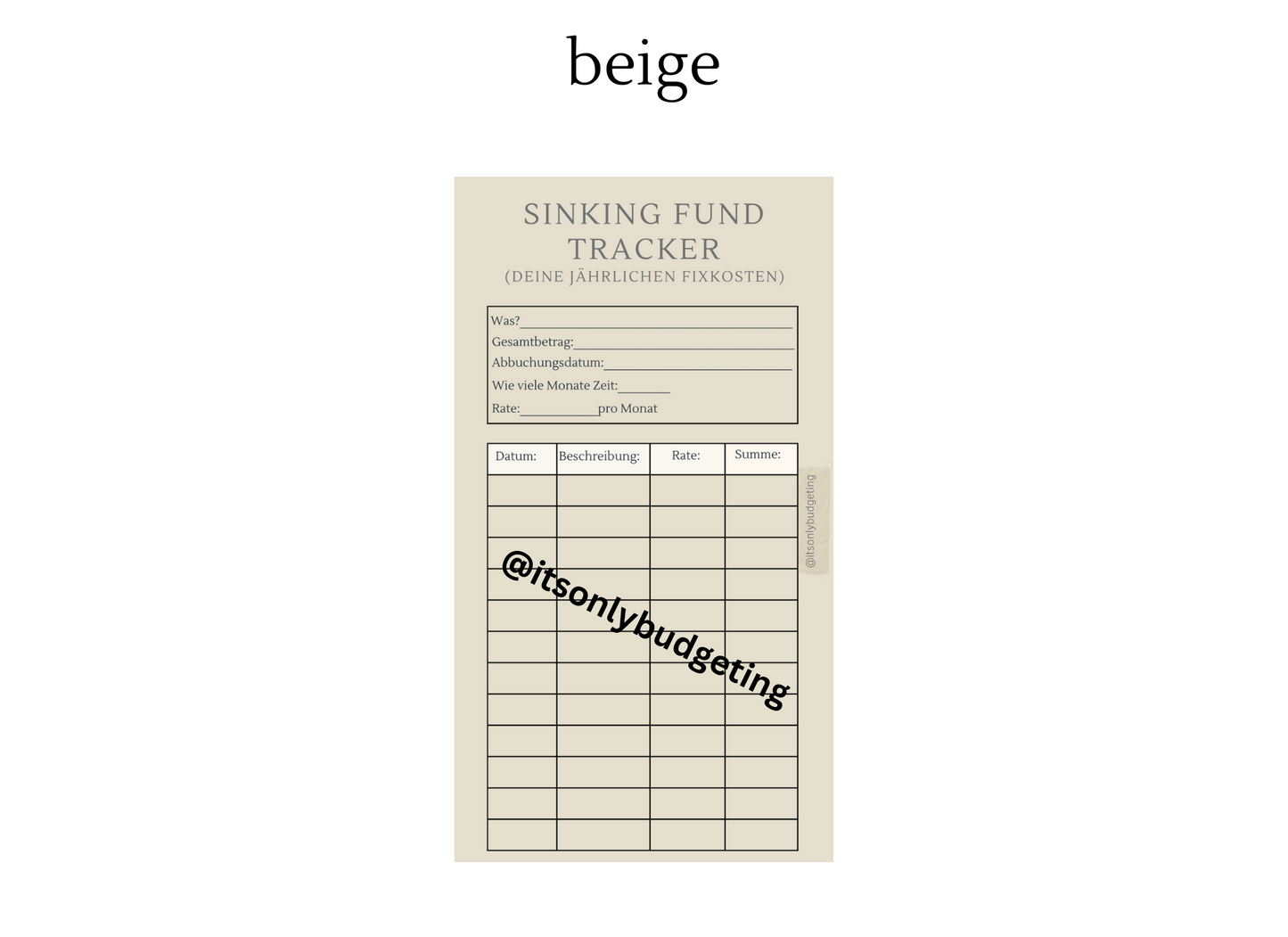 Sinking Fund Tracker A6