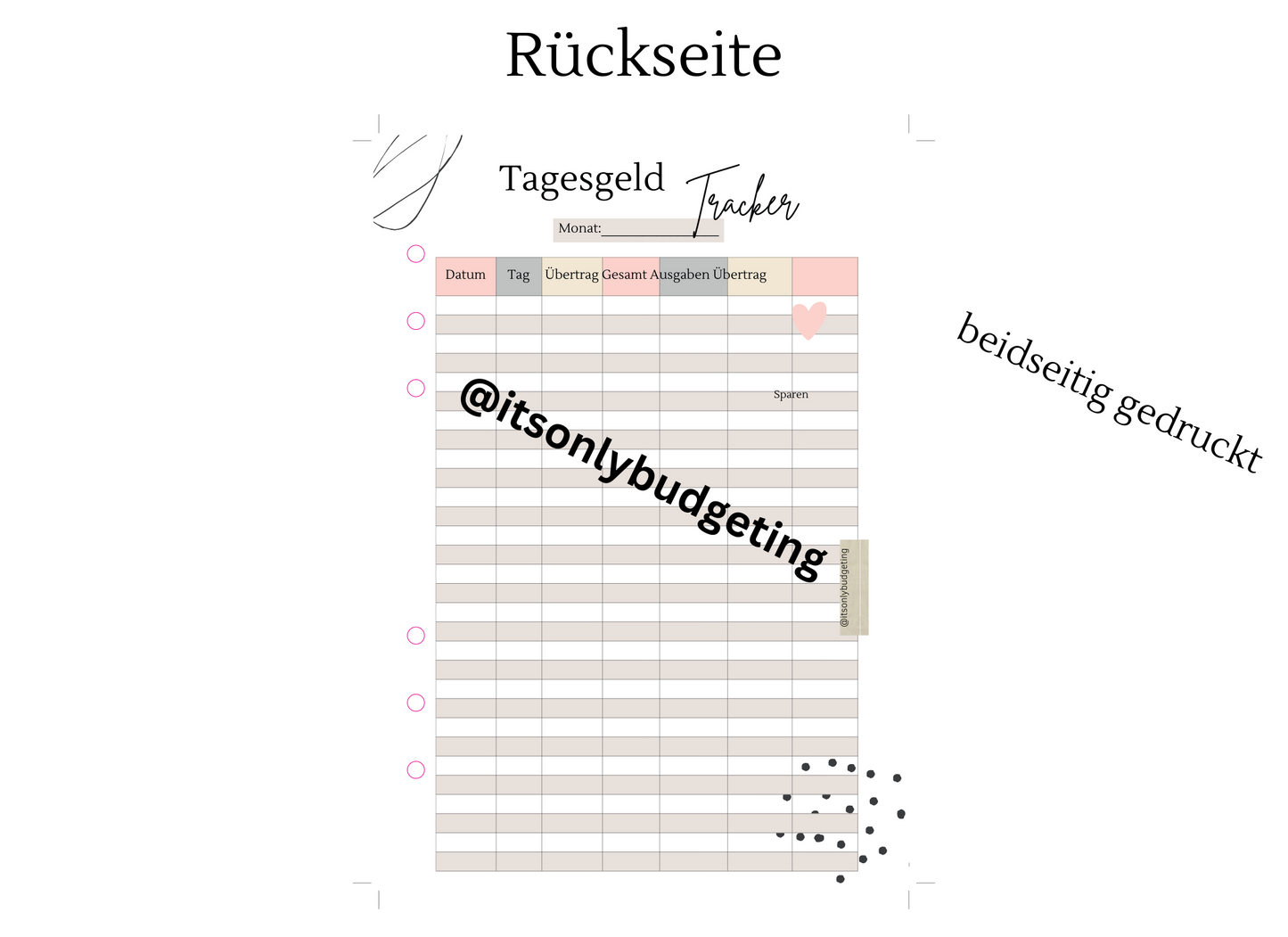 Tagesgeld Tracker A5 6-fach Lochung