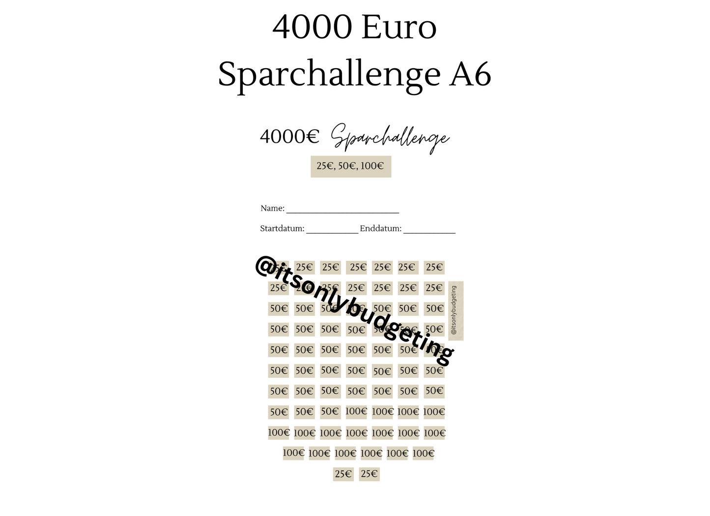 4000 Euro Sparchallenge A6