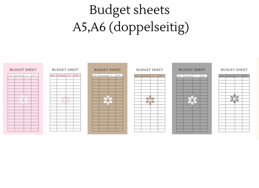 Budget sheets A5, A6 (doppelseitig gedruckt)